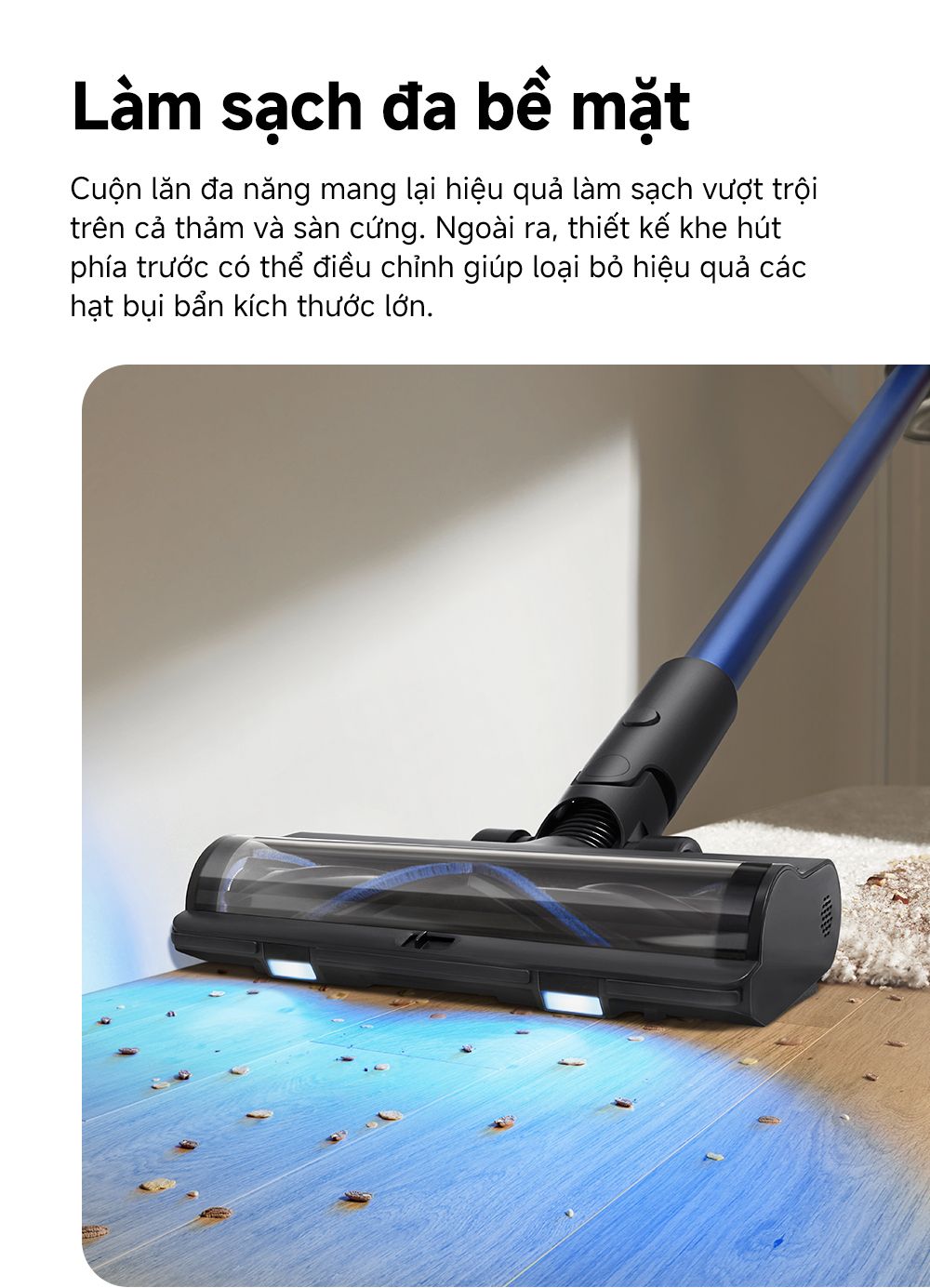 Máy hút bụi không dây MOVA S4 Detect làm sạch bề mặt