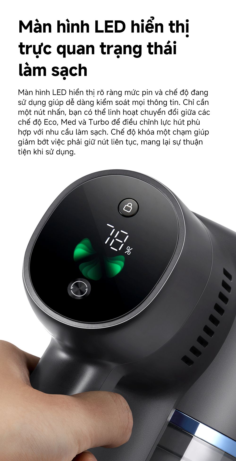 Máy hút bụi không dây MOVA S4 Detect màn hình led trực quan