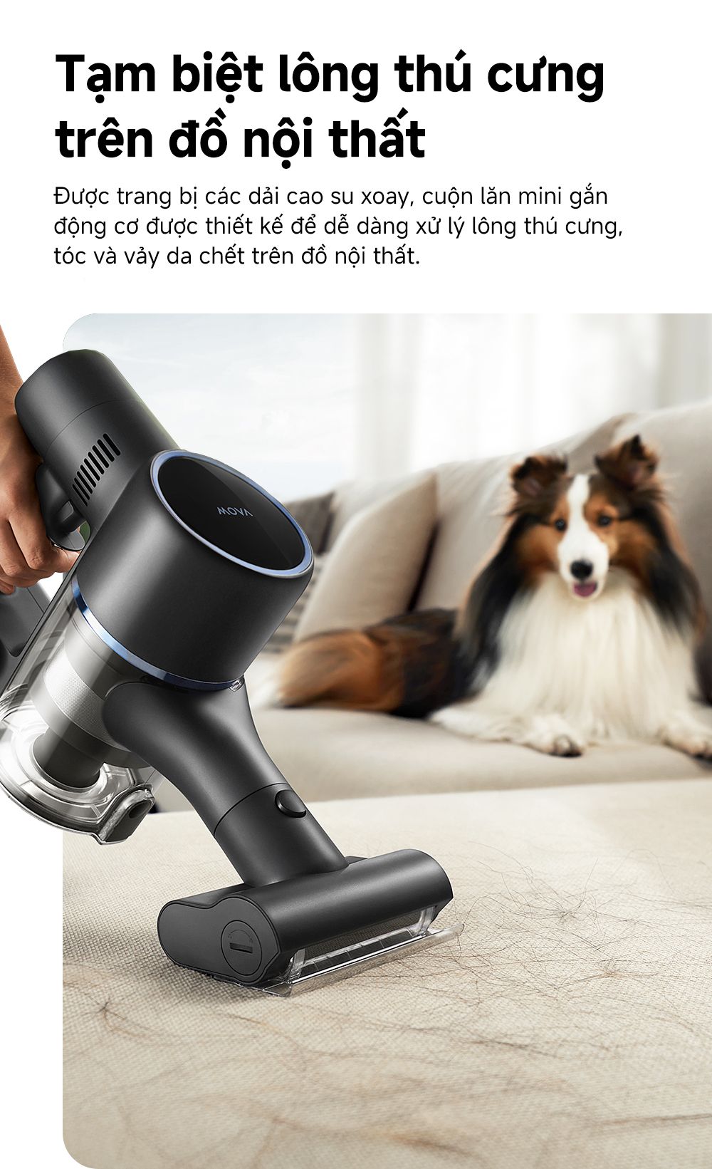Máy hút bụi không dây MOVA S4 Detect làm sạch lông thú cưng
