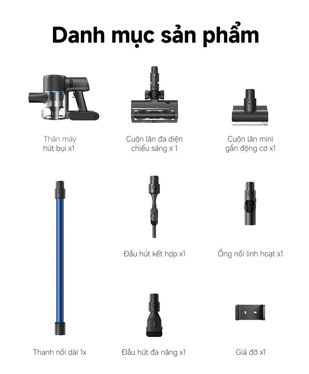 Máy hút bụi không dây MOVA S4 Detect trọn bộ sản phẩm