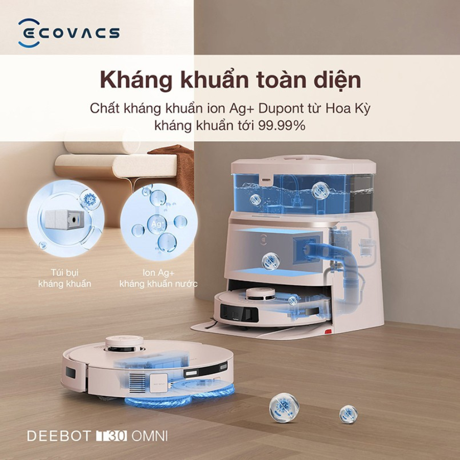 Robot h&uacute;t bụi lau nh&agrave; Ecovacs Deebot T30 Omni