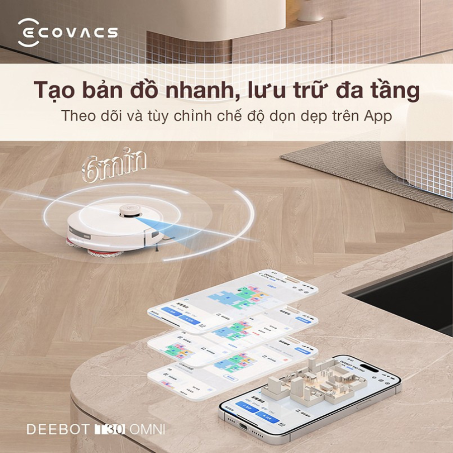 Robot h&uacute;t bụi lau nh&agrave; Ecovacs Deebot T30 Omni