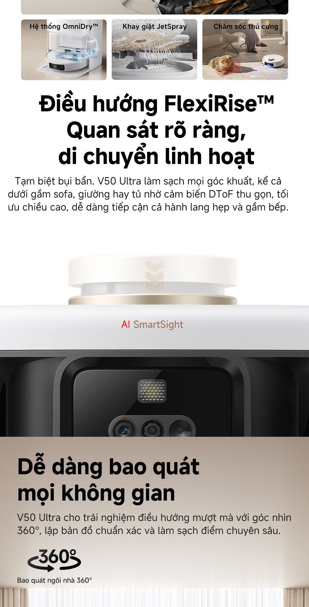 Robot hút bụi lau nhà thông minh MOVA V50 Ultra di chuyển linh hoạt