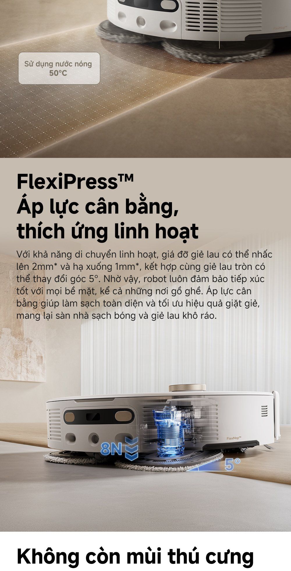 Robot hút bụi lau nhà thông minh MOVA V50 Ultra FlexiPress