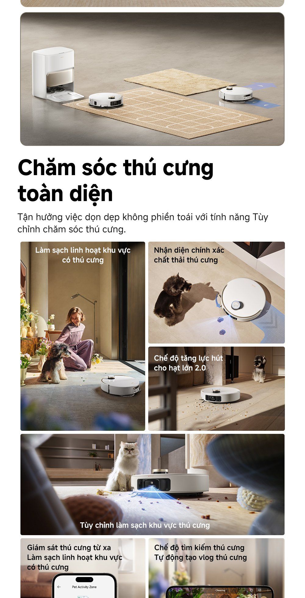 Robot hút bụi lau nhà thông minh MOVA V50 Ultra chăm sóc thú cưng