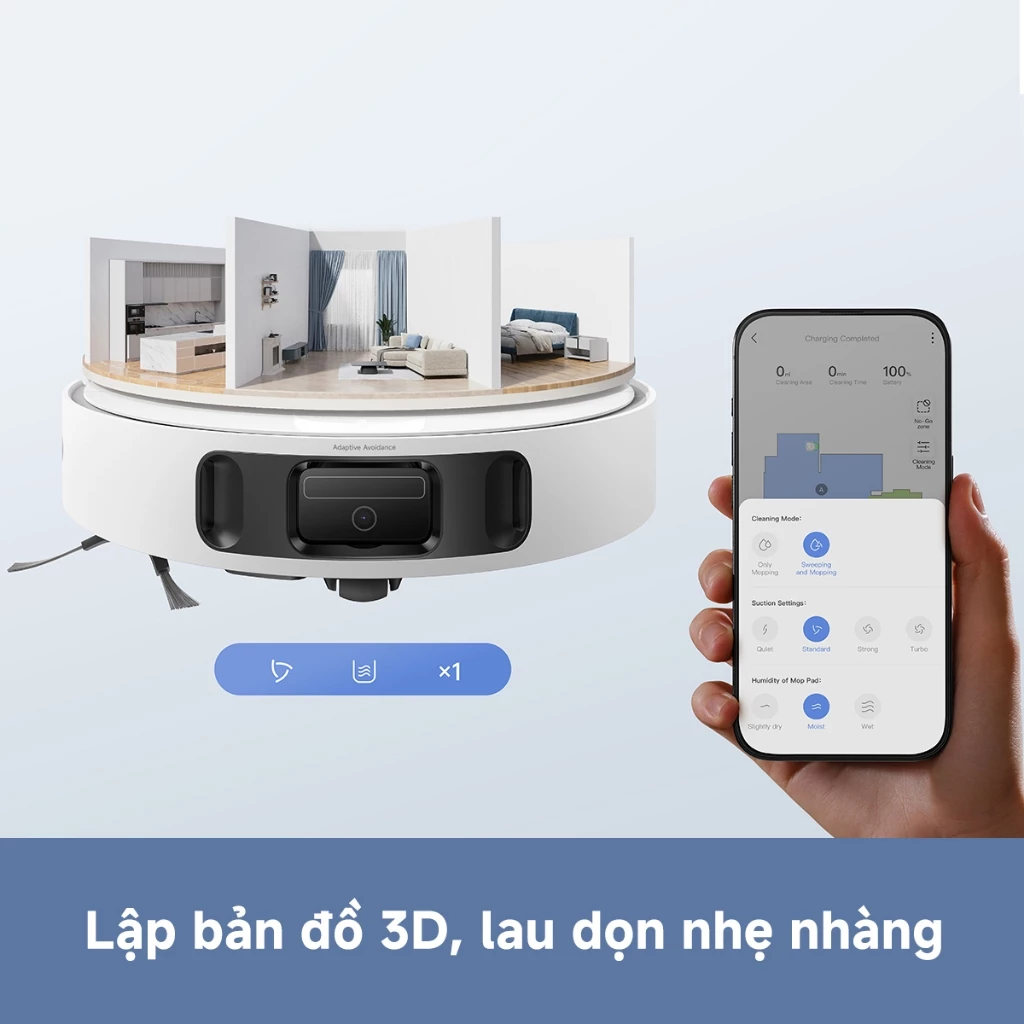 Robot hút bụi lau nhà thông minh MOVA E40 Ultra lập bản đồ 3D