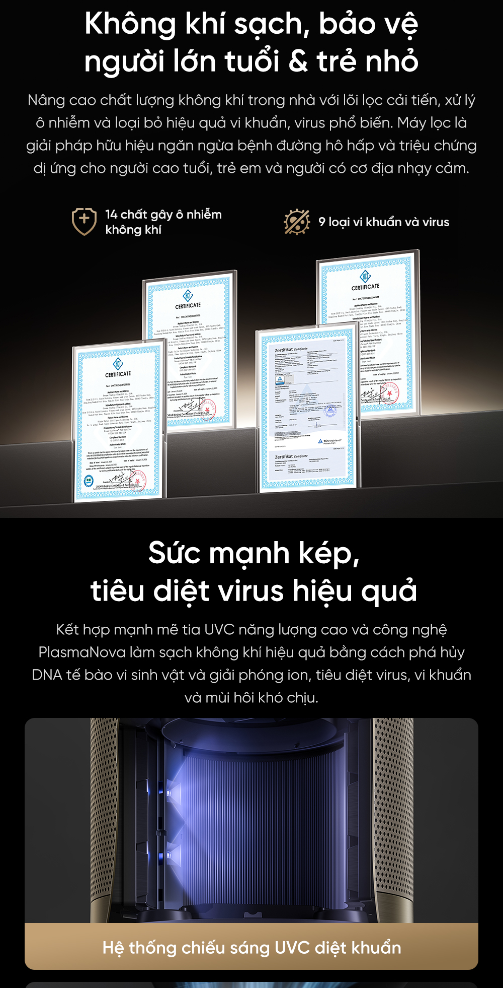 Máy lọc không khí Dreame PM10 tiêu diệt virus