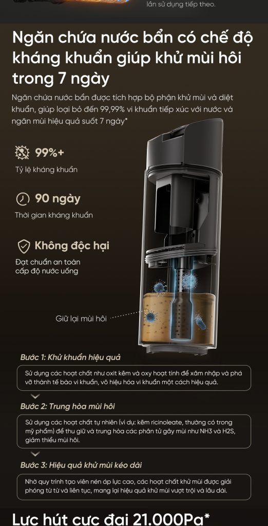 Máy hút bụi lau sàn thông minh Dreame H15 Pro khử khuẩn 99,9%