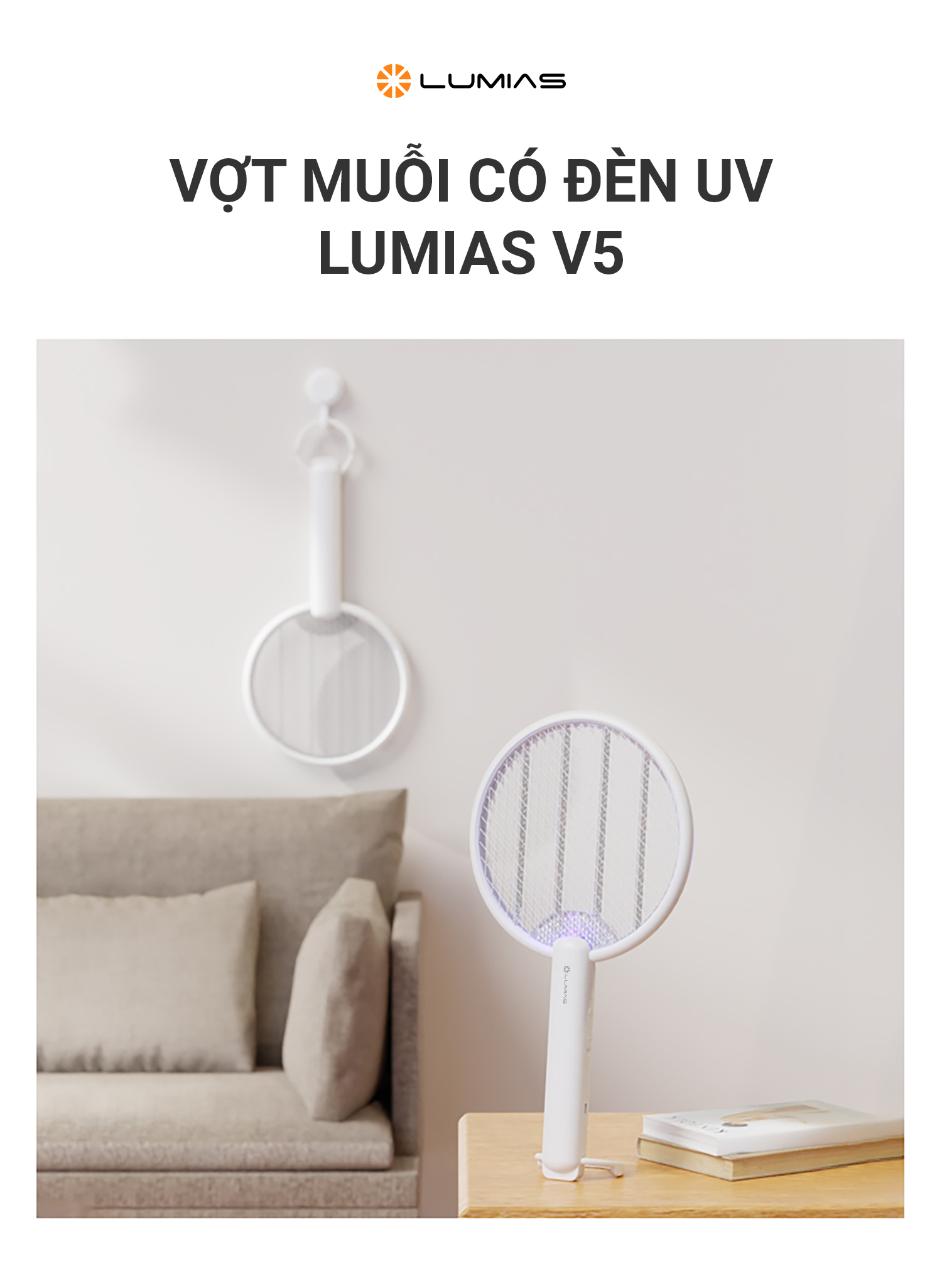 Vợt muỗi có đèn UV Lumias V5 chính hãng