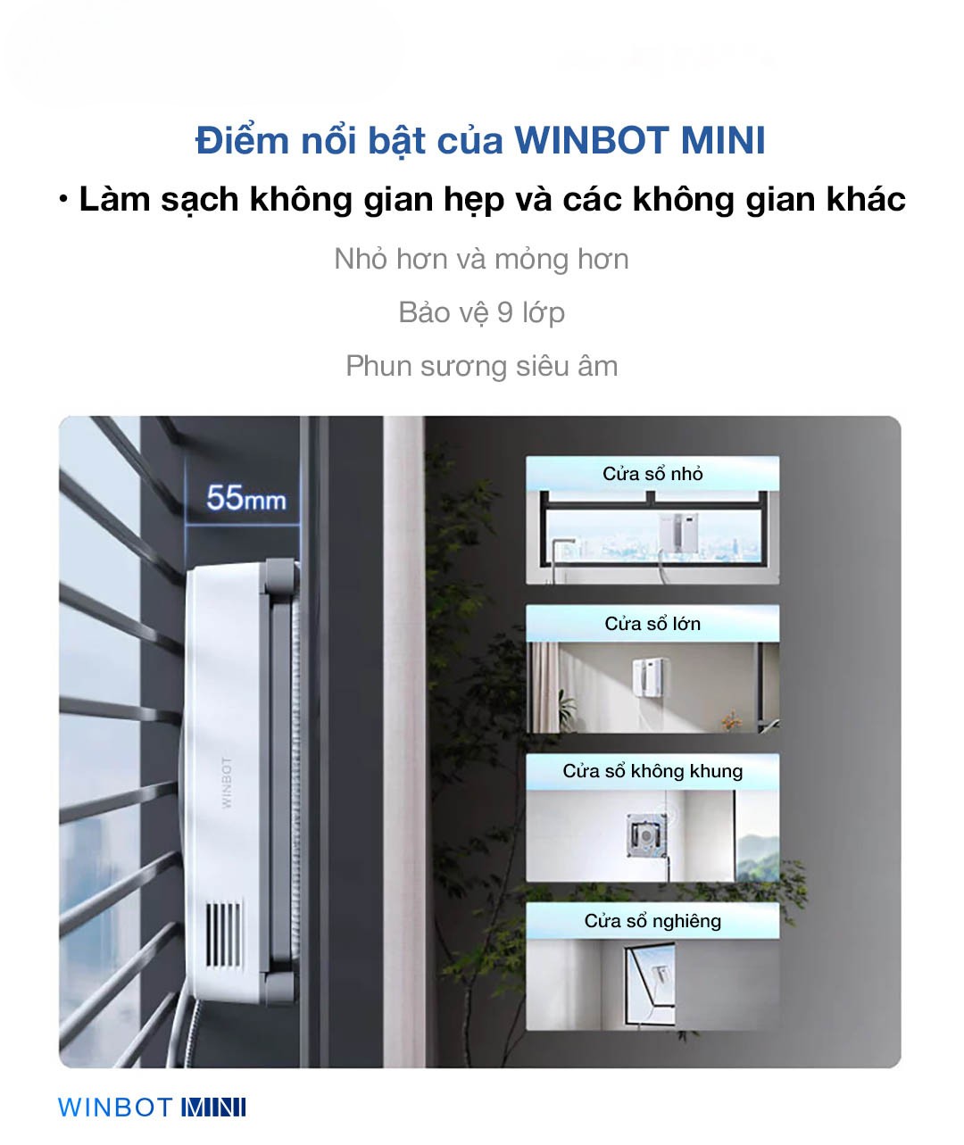 Robot lau k&iacute;nh Ecovacs Winbot Mini &ndash; Ch&iacute;nh H&atilde;ng - BH 24 th&aacute;ng