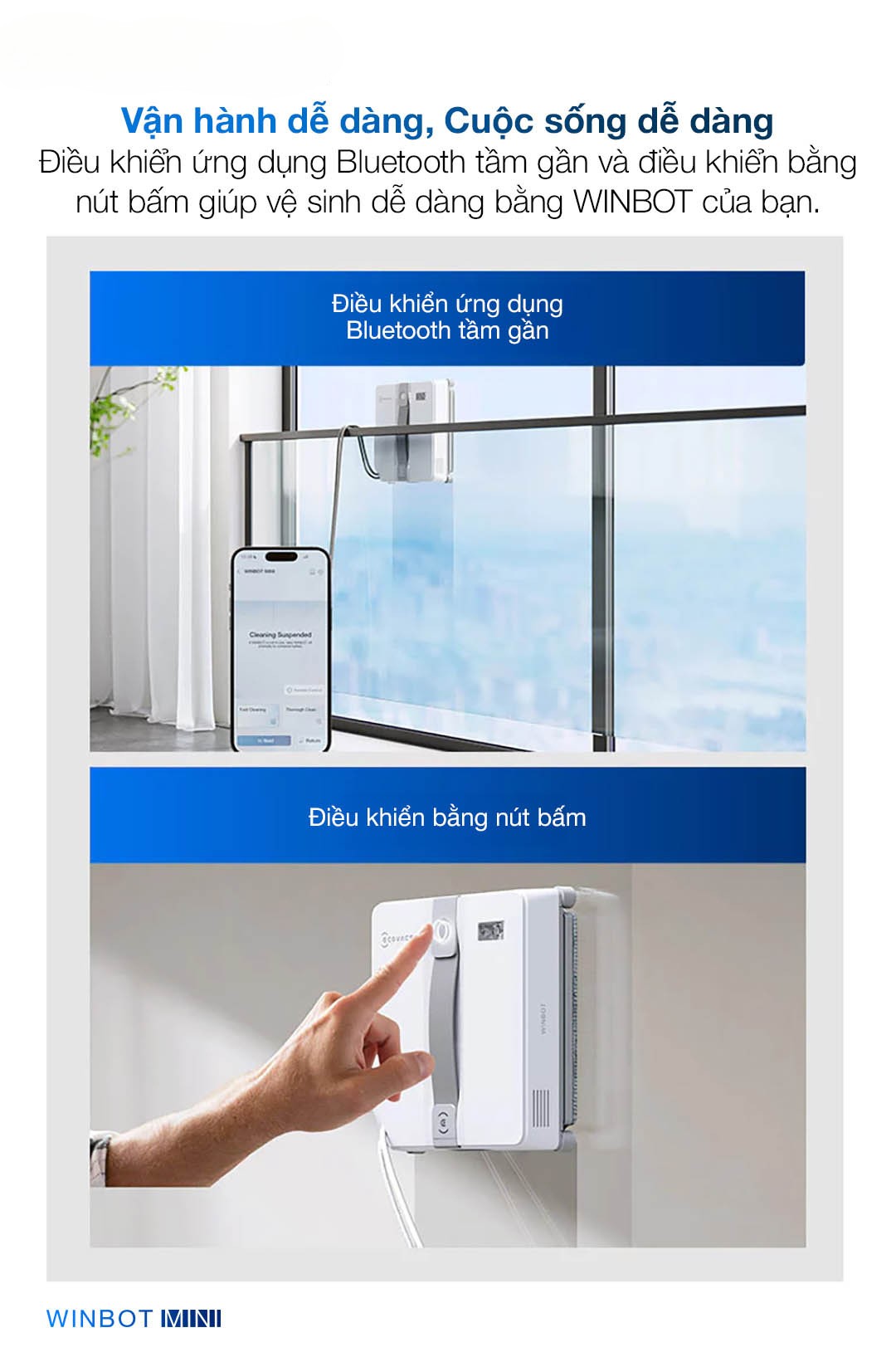 Robot lau k&iacute;nh Ecovacs Winbot Mini &ndash; Ch&iacute;nh H&atilde;ng - BH 24 th&aacute;ng