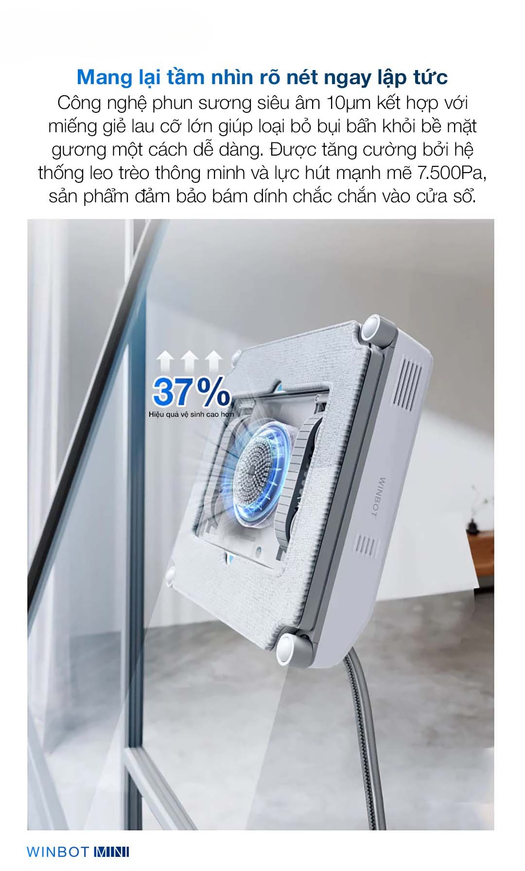 Robot lau k&iacute;nh Ecovacs Winbot Mini &ndash; Ch&iacute;nh H&atilde;ng - BH 24 th&aacute;ng
