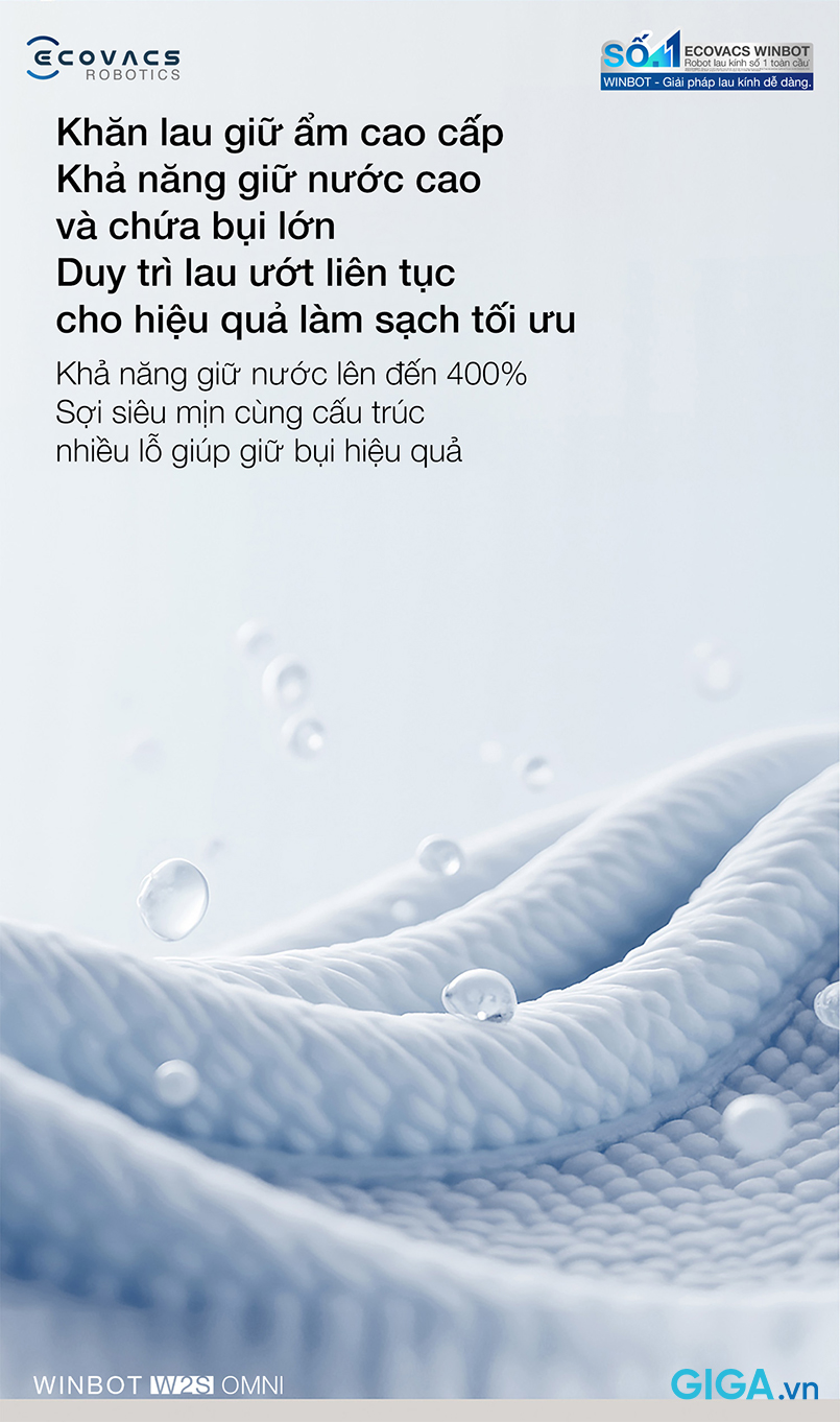 robot lau kính cửa sổ Winbot W2S Omni  làm sạch đột phá với khăn lau giữ ẩm cao cấp