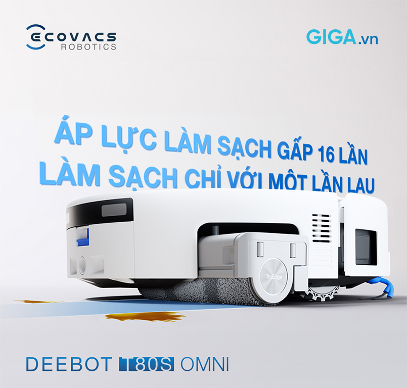 Robot hút bụi lau nhà Ecovacs Deebot T80S Omni lực hút 24.800 Pa, làm sạch gấp 16 lần 
