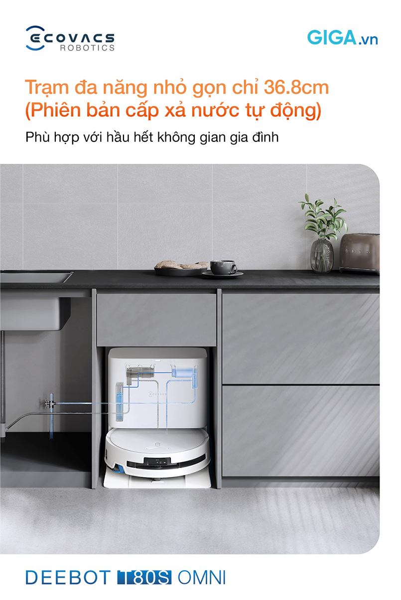 Robot hút bụi lau nhà T80S OMNI sở hữu trạm OMNI nhỏ gọn tích hợp đa chức năng