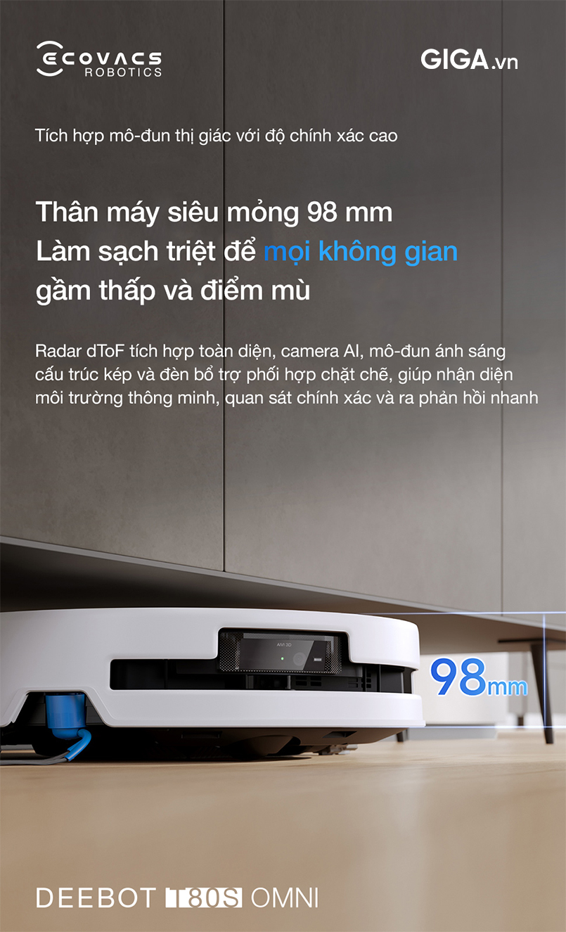 T80S OMNI siêu mỏng chỉ 98mm, nhận diện chính xác cả những không gian thấp và tối 