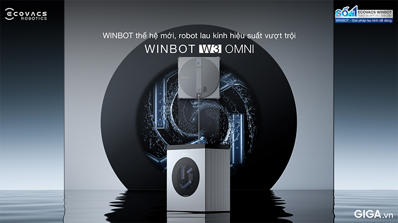 Robot lau kính Ecovacs Winbot W3 Omni làm sạch kính hiệu quả