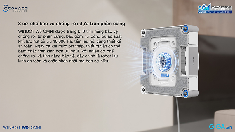 Winbot W3 Omni sở hữu 8 cơ chế bảo vệ chống rơi
