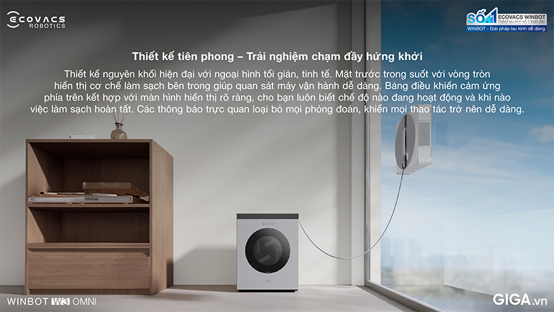 Ecovacs Winbot W3 Omni thiết kế thanh lịch, thao tác tiện lợi 