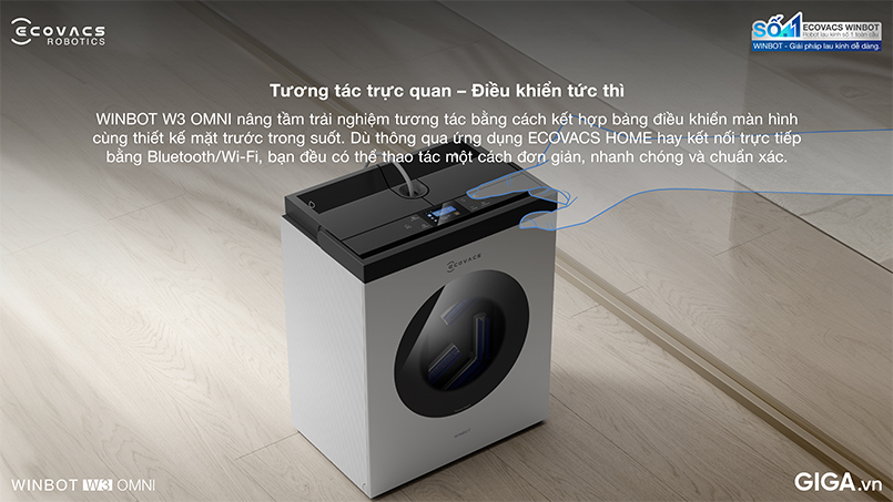 Ecovacs Winbot W3 Omni tương tác trực quan
