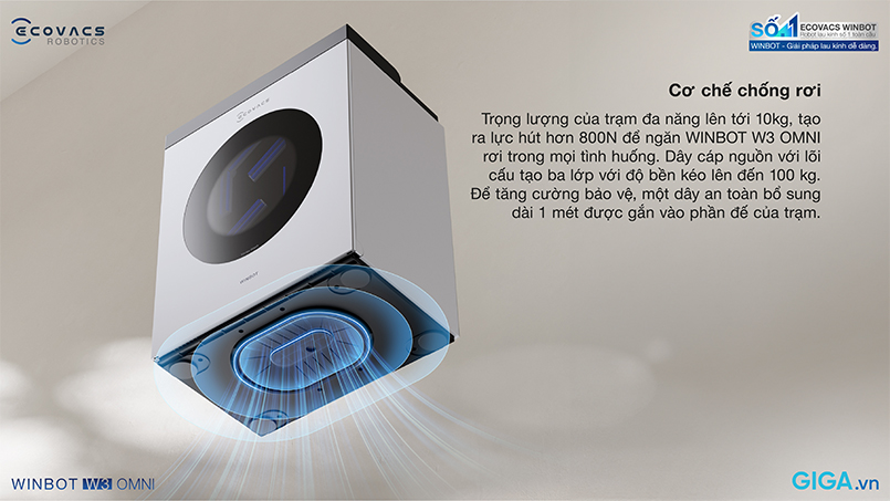 Ecovacs Winbot W3 Omni chống rơi hiệu quả