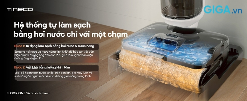 Máy hút bụi lau sàn FLOOR ONE S6 Stretch Steam tự làm sạch bằng hơi nước nóng với 1 chạm