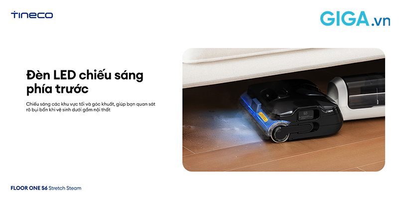 Hệ thống đèn LED chiếu sáng phía trước của Tineco FLOOR ONE S6 Stretch Steam