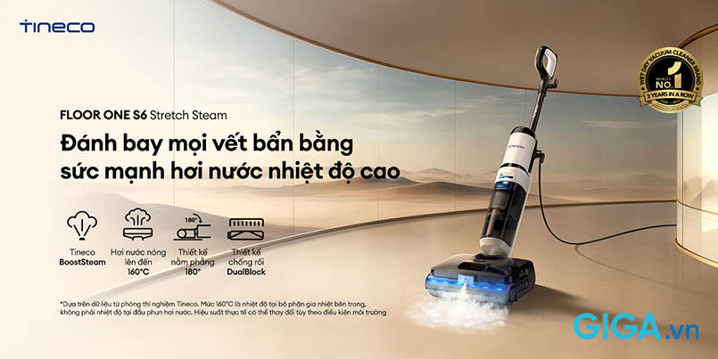 Máy hút bụi lau sàn khô ướt Tineco FLOOR ONE S6 Stretch Steam tiên phong thiết lập chuẩn mực sạch sâu