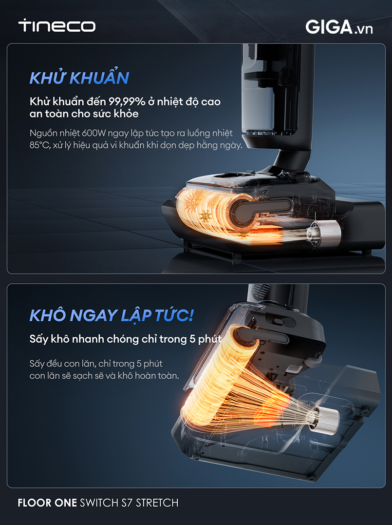 Switch S7 Stretch với thiết kế đế kín giúp giữ nhiệt hiệu quả, đảm bảo quá trình sấy diễn ra nhanh chóng chỉ trong 5 phút.