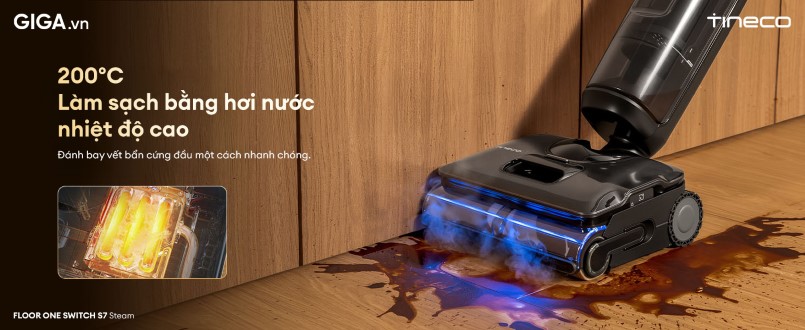 máy hút bụi lau sàn khô ướt Floor One Switch S7 Steam làm sạch bằng hơi nước nhiệt độ cao HyperSteam 200°C