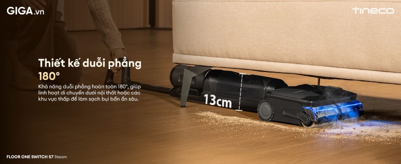 Floor One Switch S7 Steam có thiết kế duỗi phẳng 180°