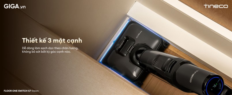 máy lau sàn khô ướt Tineco Floor One Switch S7 Steam làm sạch sát cạnh tường ở cả 2 mặt
