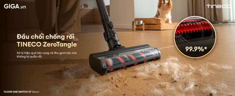 máy hút bụi không dây Tineco Floor One Switch S7 Steam trang bị Đầu chổi hút bụi chống rối ZeroTangle 