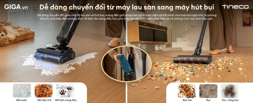 máy hút bụi cầm tay Tineco Floor One Switch S7 Steam làm sạch triệt để