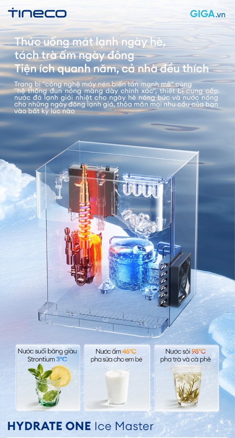 Máy lọc nước Tineco HYDRATE ONE Ice Master cung cấp nước lạnh cho ngày hè, nước nóng suốt mùa đông