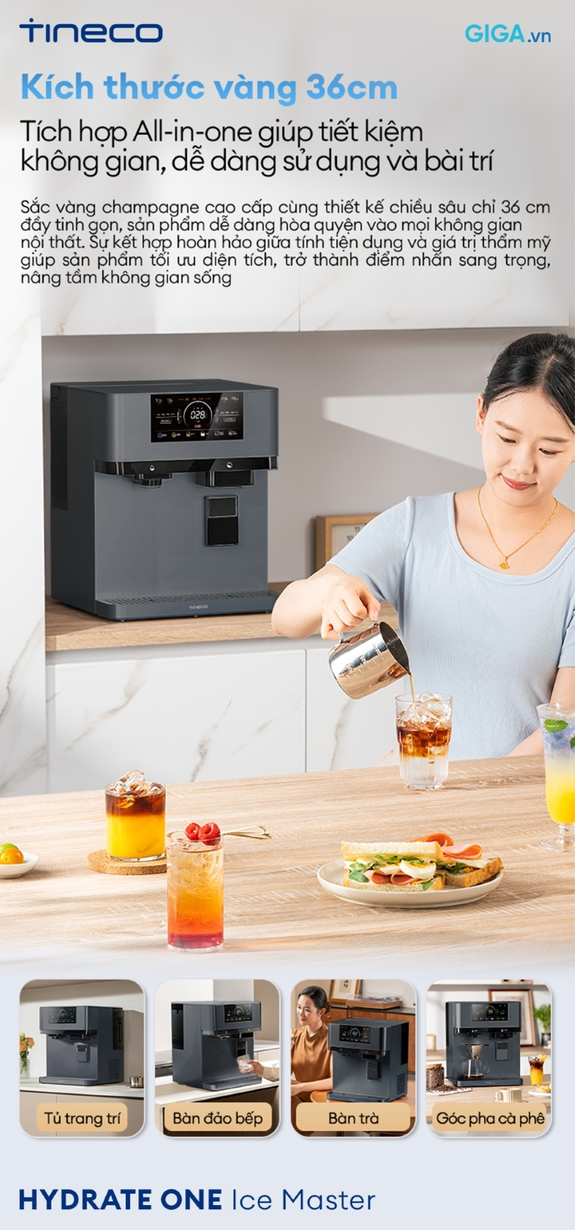 máy lọc nước HYDRATE ONE Ice Master WP33A10EVN với thiết kế tinh gọn, nâng tầm không gian sống