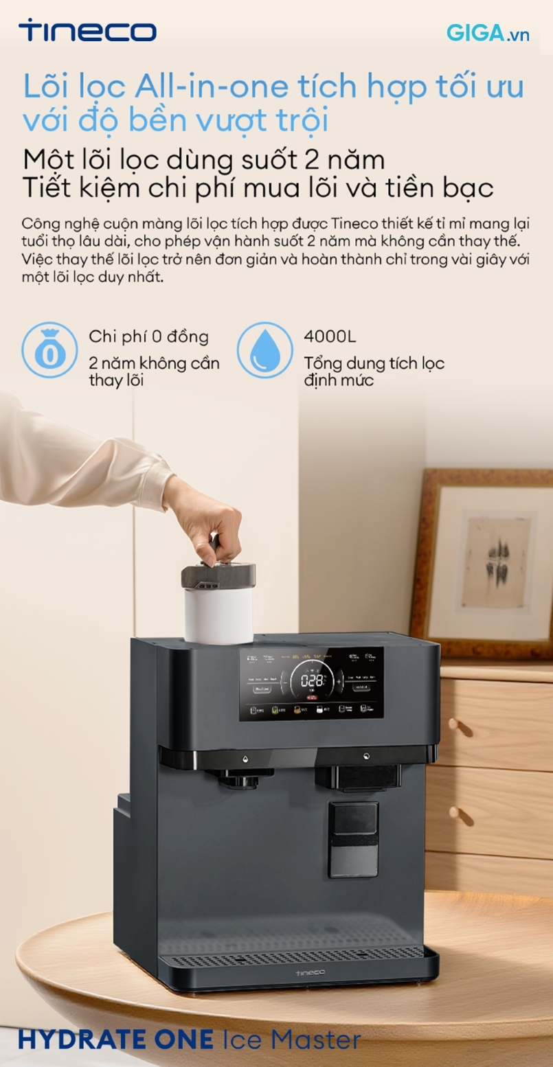 Lõi lọc của máy lọc nước HYDRATE ONE Ice Master có độ bền vượt trội